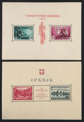 **/* - D. Bes. WK II - Sammlung D. Bes. Serbien, - Stamps and postcards