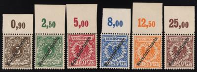 ** - D. Kolonien - Marshall Inseln Nr.1II/6II (sogen. "Berliner Ausgabe") vom Bogenoberrand, - Briefmarken