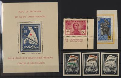 ** - D.Reich - Private Ausg. 1939/1945 u.a. Eisbärblock (Fingerabdruck im Blockrand), - Francobolli e cartoline