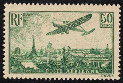 ** - Frankreich Flug Nr. 311 a(50 Francs) postfr. Prachtstück, - Francobolli e cartoline