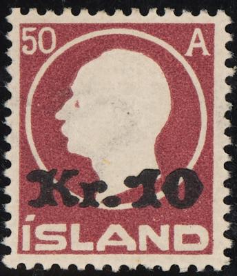 ** - Island Nr. 120 (10 Kr auf 50 A lilarot), - Stamps and postcards