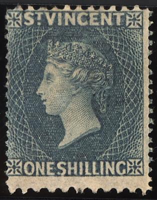 ** - St. Vincent Michel Nr. 4 E (gez. 12 1/2:15) - 1 Sh grau, - Briefmarken