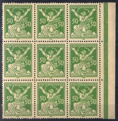 ** - Tschechosl. Nr. 175A in Rand.-Neunerbl., - Stamps and postcards