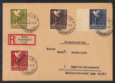 Poststück - Berlin Nr. 17/20 auf Rekobrief innerhalb Berlin - Grunewalds vom 10.9. 1948, - Briefmarken