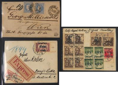 Poststück/Briefstück - Partie Poststücke SHS mit Jugosl., - Francobolli e cartoline