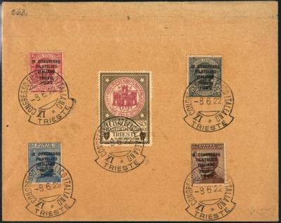 Poststück - Italien Nr. 153/56 (Congresso Philatelico 1922) mit entsprechender Vignette und Sonderstempel auf Kuvert, - Briefmarken