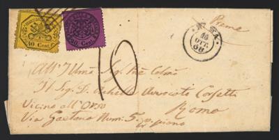 Poststück - Kirchenstaat 1868 - 40 Cent. + 20 Cent. (Nr. 24 a - Briefmarken