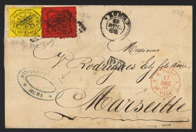 Poststück - Kirchenstaat 1868 - 40 Cent. gelb - Stamps and postcards