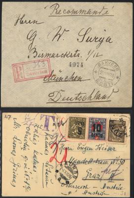Poststück - Kl. Partie Poststcke Baltikum u.a. mit Massenfrankatur ab Rakvere nach München aus 1923, - Briefmarken