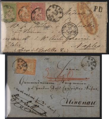 Poststück - Partie Poststücke Alt - Schweiz (Strubeli) ca. 1856/58mit Auslandspost nach Italien und Frankreich, - Francobolli e cartoline
