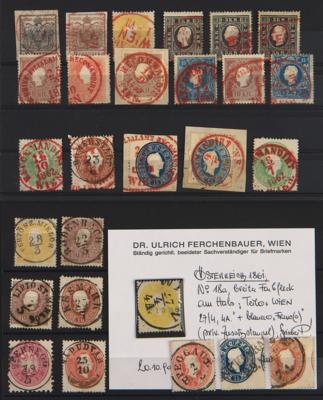 .gestempelt/Briefstück - Österr. Monarchie - Reichh. Partie Ausg. 1850/1867 mit Typen, - Stamps and postcards