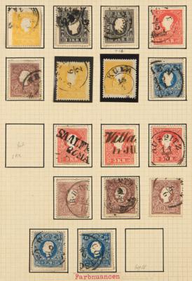 .gestempelt/Briefstück/(*) - Österr. Monarchie -Spezialpartie Ausg. 1858 mit Farbnuancen, - Stamps and postcards