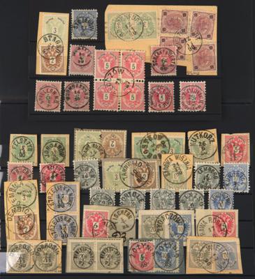 .gestempelt/Briefstück - Österr. - Partie Abstempelungen und Entwertungen auf Ausg. 1883, - Stamps and postcards
