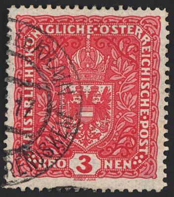 .gestempelt - Österr. Nr. 205B (3 Kr. hellkarmine Freimarke 1917 im BREITFORMAT 26 x 29 mm), - Francobolli e cartoline