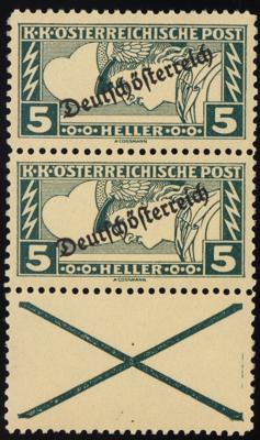 ** - Österr. Nr. 253D + 253D Kr (5 Heller Eilmarke Merkurkopf 1919 in Lz 12 1/2 :11 1/2 mit anhägendem Andreaskreuz), - Briefmarken