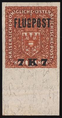 ** - Österr. Nr. (3) B (Flugpostmarke 7K auf 10K 1918UNGEZÄHNT, - Briefmarken