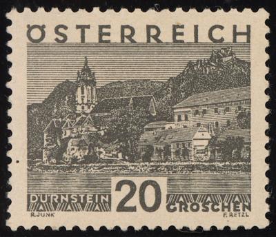 ** - Österr. Nr. 503x (20 Gr. Große Landschaft AUF DICKEM GELBLICHEN PAPIER), - Briefmarken