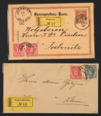 /Poststück/Briefstück - Kl. Spezialsammlung Österr. Ausg. 1883 mit Rekopost, - Stamps and postcards
