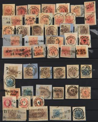 Briefstück - Partie Abstempelungen Österr. Ausg. 1850/1867, - Briefmarken
