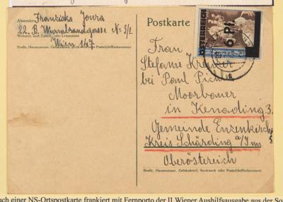 Poststück - Außergewöhnliche Belege mit II. Wiener Aushilfsausgabe in Zusammenhang mit der USZONE Oberösterreich, - Známky a pohlednice