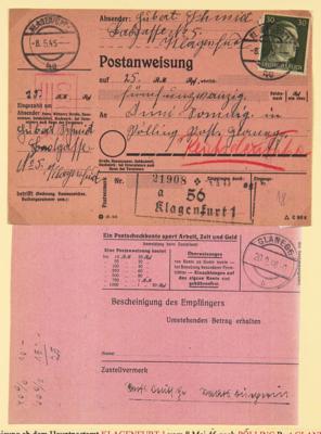 Poststück - Kärnten 8./9. Mai 1945 - 3 Postanweisungen expediert während des britischen Einmarsches nach Höffern, - Francobolli e cartoline