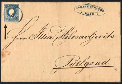 Poststück - Österr. Ausg. 1858 - Nr. 15I EXTREM VERZÄHNT (senkr. Zähnung links durch das Markenbild), - Briefmarken