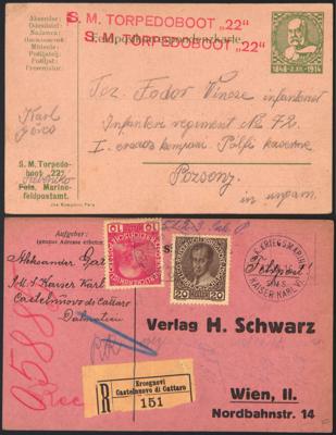 Poststück - Österr. außergewöhnlich reichh. Partie Kriegs- und Zivilschiffsbelege/Karten, - Stamps and postcards