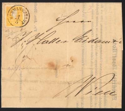 Poststück - Österr. Nr. 10 I auf Drucksache von HERMANNSTADT nach Wien aus 1859, - Francobolli e cartoline