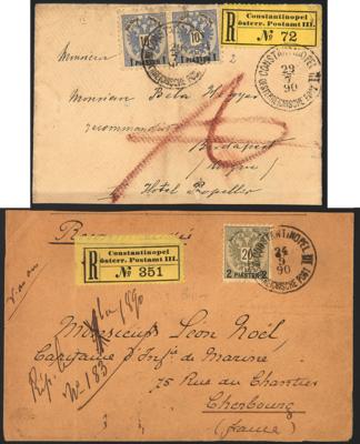 Poststück - Österr. Post in d. Levante 10 Belege frank. mit Ausg. 1883, - Briefmarken