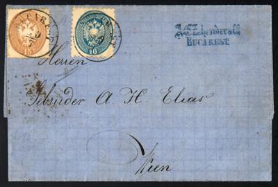Poststück - Österr. Post in d. Levante Vorläufer Venetien Mischfrankatur 1863/64 von BucAREST nach Wien, - Známky a pohlednice