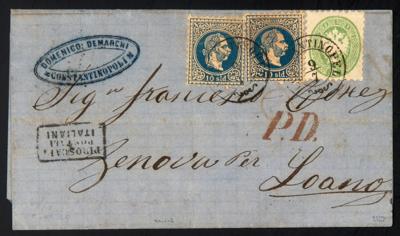 Poststück - Österr. Post in der Levante Nr. 4I+4I+ (Venetien) Nr. 20 ab Constantinopel, - Briefmarken