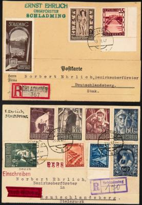 Poststück - Partie Poststücke II. Rep.- alles REKOPROVOSORIEN aus SCHLADMING aus 1947 in verschiedenen Variationen, - Francobolli e cartoline