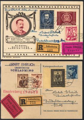 Poststück - Partie Poststücke Österr. II. Rep. ab SCHLADMING sowie ein wenig eingehende Post aus ca. 1946/1952, - Francobolli e cartoline