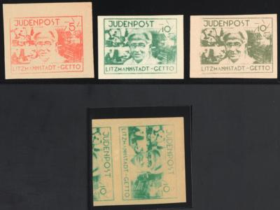 (*) - D.Reich 1944 - Lokale Post im Ghetto Lodz - Litzmannstadt Nr. I (auf bebildertem Papier, - Briefmarken
