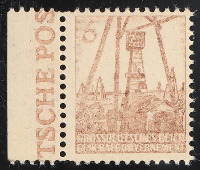 ** - Gen Gouv. Nr. I (Bohrtürme) als Makulatur vom linken Bogenrand, - Stamps