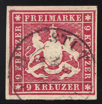 .gestempelt - altd. Staaten - Württemberg - Nr. 14b (DUNKELKARMIN) mit Entwertung von Stuttgart vom 5. Mai 1861, - Stamps