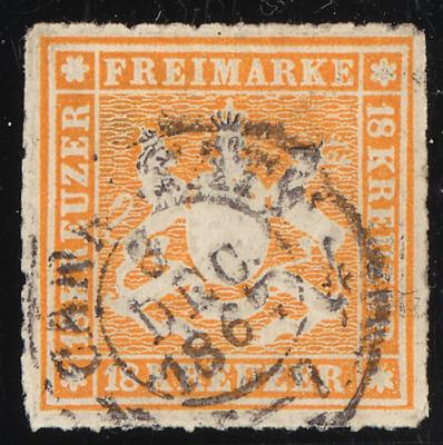 .gestempelt - altd. Staaten - Württemberg Nr. 34 mit Entwertung "CANNSTADT 6 DEC 1867 5-7.", - Briefmarken