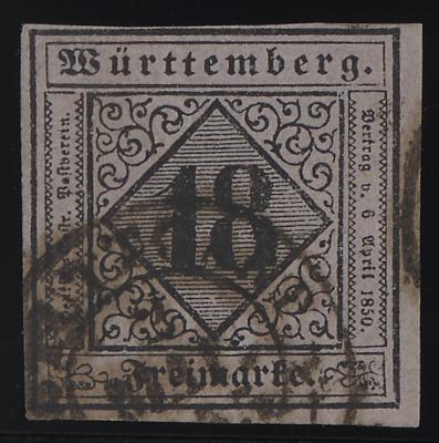 .gestempelt - altd. Staaten - Württemberg - Nr. 5 Type II mit Entwertung von Stuttgart vom 2. Mai 1855, - Stamps