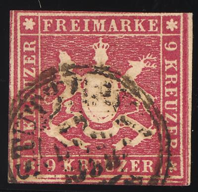 .gestempelt - altd. Staaten - Württemberg - Nr. 9b (LILAROT) mit Entwertung von Stuttgart Dec. 1858, - Stamps