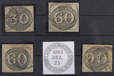 .gestempelt - Brasilien (sogen. "Ochsenaugen") - Nr. 1 (helle Stellen, - Briefmarken