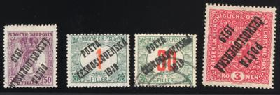 */gestempelt - Tschechosl. - Kl. Partie Überdruckausg. 1919 mit Nr. 60K * mit Kurzbefund Darmietzel, - Briefmarken