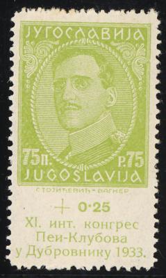 ** - Jugosl. Nr. 250 I (Plattenfehler der Inschrift auf Feld 26, - Stamps