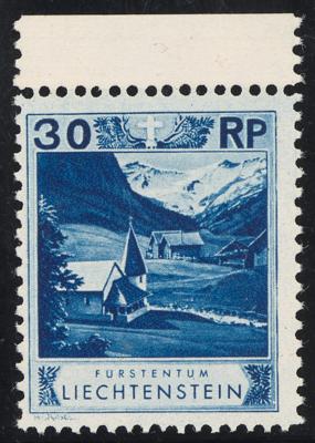 ** - Liechtenstein Nr. 99C (111/2:10 1/2) vom Bogenoberrand, - Stamps