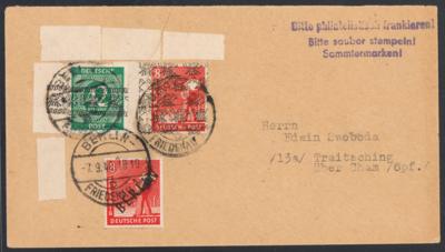 Poststück - Bizone 1948 mit Band-/ Netzfrankatur in Mischfrank. Berlin nach Bayern, - Stamps