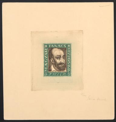 Poststück - Ungarn 1919 - Nr. 261/65 als Einzelradierungen jeweils sign. mit Vergleichssatz, - Briefmarken
