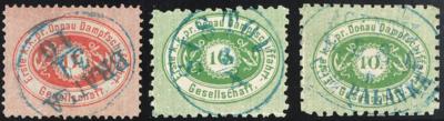 .gestempelt - Kl. Partie DDSG u.a. Nr. 3 II mit blauer Entwertung "OREAVA 26/VIII" und Kurzbefund Dr. Ferchenbauer, - Francobolli