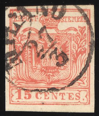 .gestempelt - Lombardei - MAILÄNDER POSTFÄLSCHUNG - 15 Cent. rot in Type I, - Známky