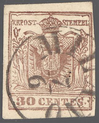 .gestempelt - Lombardei - MAILÄNDER POSTFÄLSCHUNG - 30 Cent. braun in Type III mit Einkreisstempel "MILANO 7/6", - Stamps