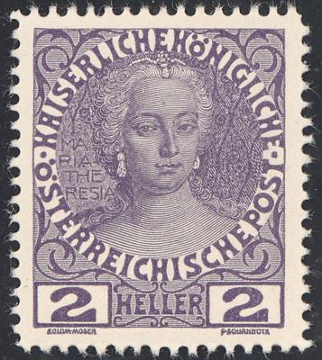 ** - Österr. 1908 - 2 Heller Jubiläumsausg. als Probedruck  in Violett auf Kartonpapier (ANK. Nr. 140 P) postfr., - Stamps