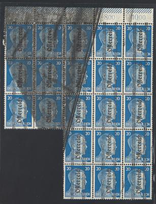 ** - Österr. 1945 - Nr. 684 (20 Pfg. Grazer) in postfrischer Einheit zu 21 Stück mit TEILABKLATSCH, - Briefmarken